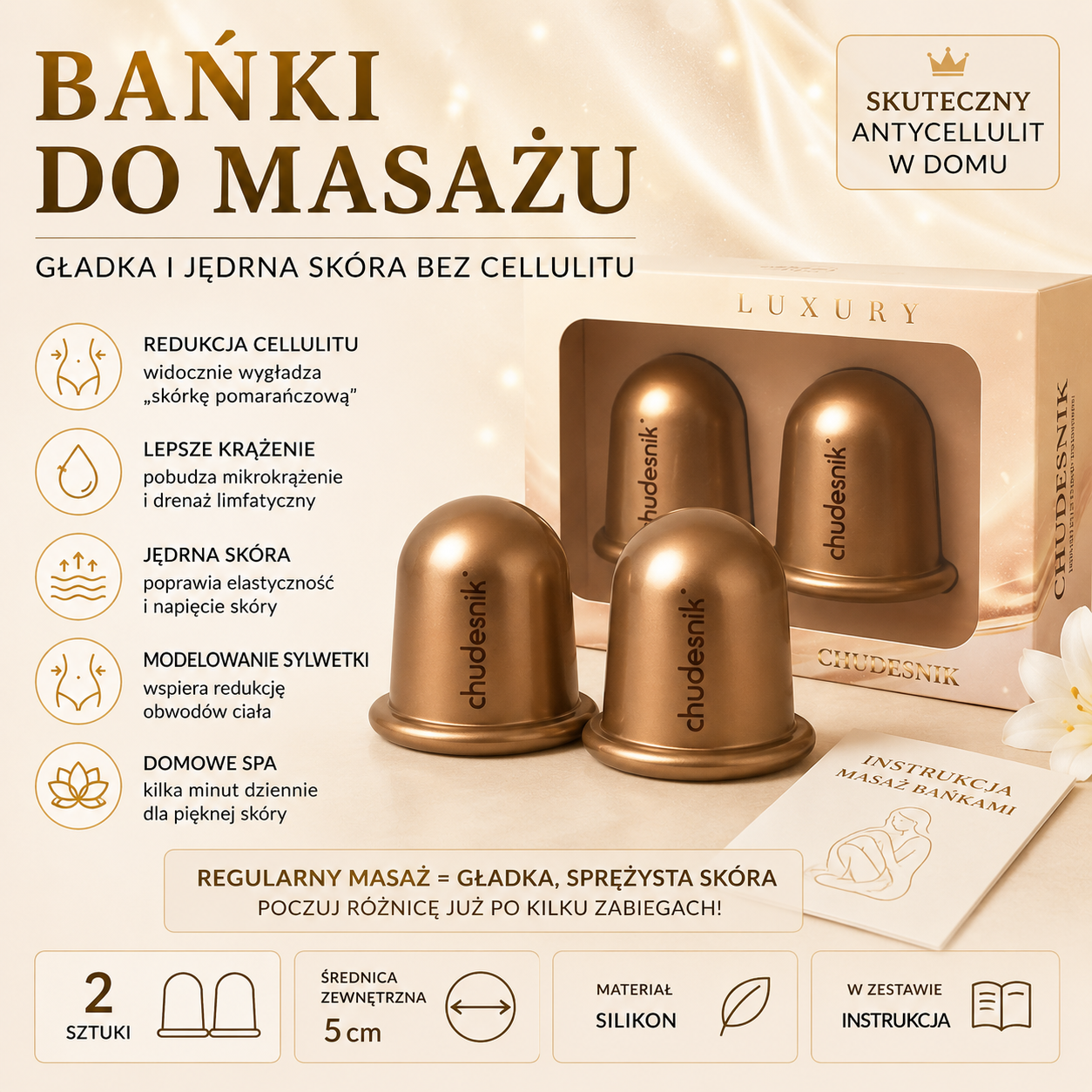 bańki masujące brązowe bmp 35 do ciała, średnie bańki masujące brązowe bmp 35 do ciała, średnie